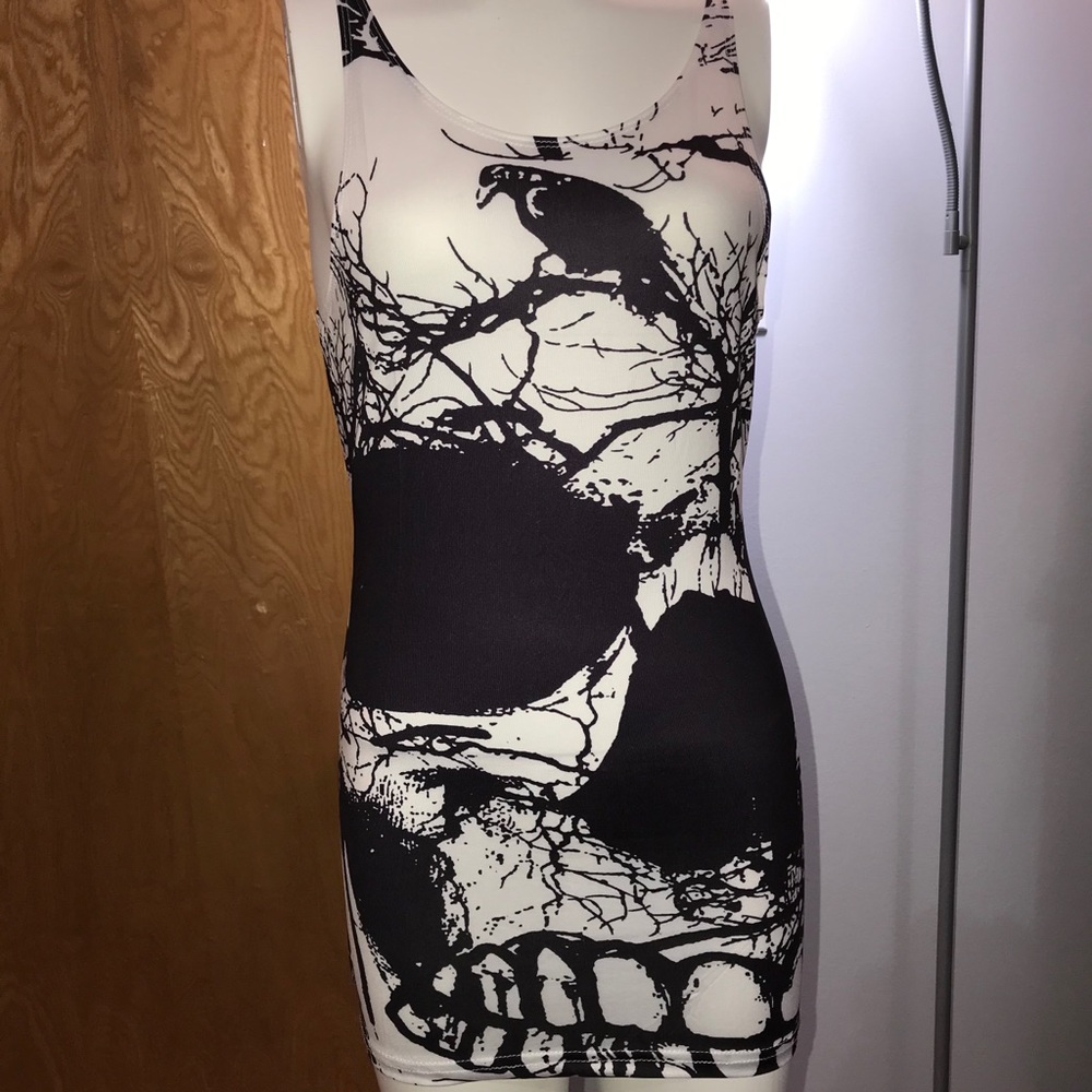 Gothic Raven Skull Tunic